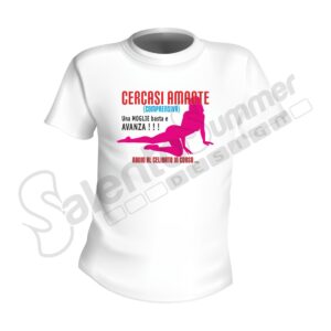 T-Shirt Addio Celibato Sposo Amante Cercasi Cotone Salento Summer Design Ruffano