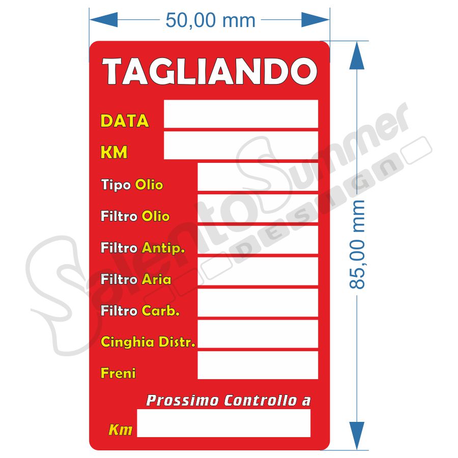 Etichette Adesive Tagliando Auto / Moto - Salento Summer Design - Ricamo,  abbigliamento da lavoro, patch, t-shirt, antinfortunistica a Ruffano (Lecce)