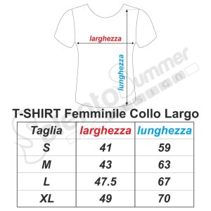 Tabella Taglie T-Shirt Donna Manica Corta Salento Summer Design Ruffano