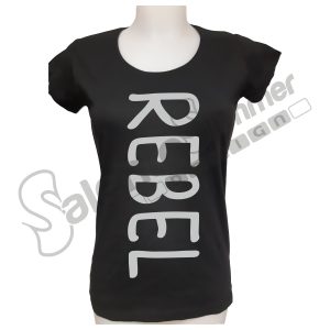 T-Shirt Maglietta Nero Rebel Argento Cotone Donna Salento Summer Design Ruffano