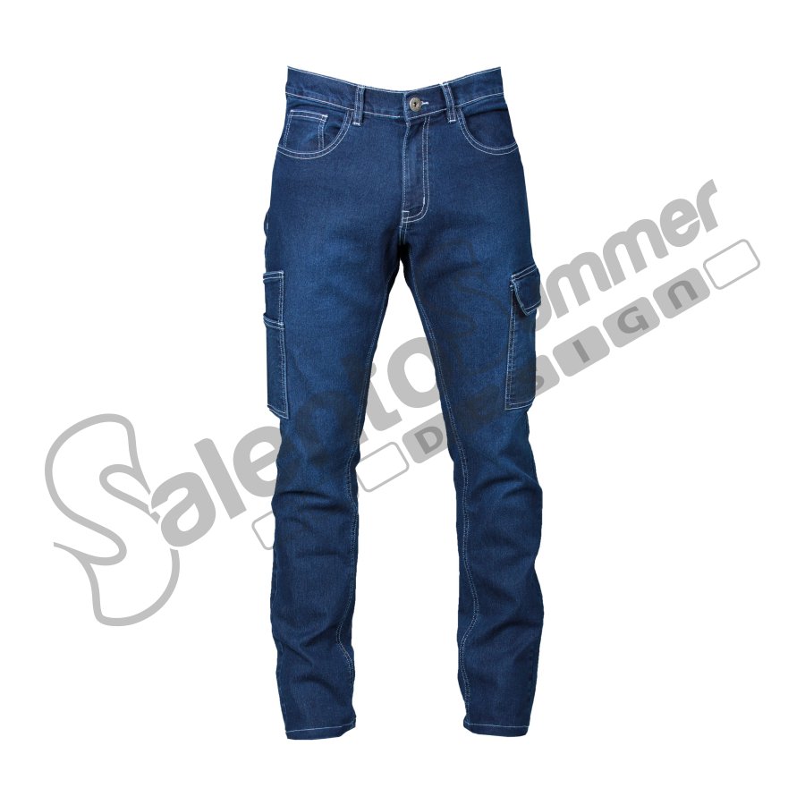 Pantalone Jeans Lungo Multitasche Slim Elasticizzato Denver Uomo Portautensili Salento Summer Design Ruffano