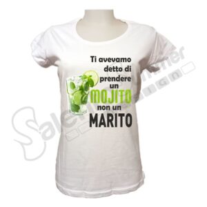 T-Shirt Addio Nubilato Prendere Un Mojito_Non Un Marito Sposa Cotone Salento Summer Design Ruffano