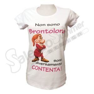 T-Shirt Donna Brontolona Stampa Digitale Maglietta Spiritosa Eventi Regalo Cotone Salento Summer Design Ruffano