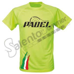 T-Shirt Tecnica Padel Avanti Poliestere Giallo Fluo Personalizzabile Cognome Sportiva Salento Summer Design Ruffano