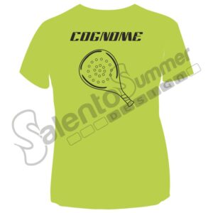 T-Shirt Tecnica Padel Dietro Poliestere Giallo Fluo Personalizzabile Cognome Sportiva Salento Summer Design Ruffano