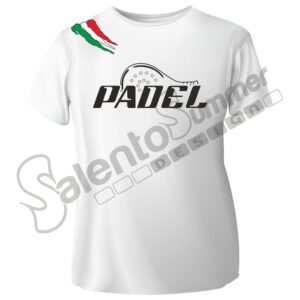 T-Shirt Padel Cotone Avanti Bianco Personalizzabile Cognome Stampa Digitale Dtf Salento Summer Design Ruffano