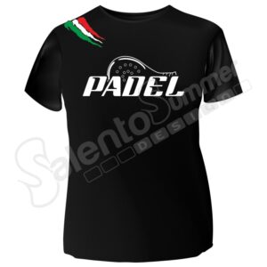T-Shirt Padel Cotone Avanti Nero Personalizzabile Cognome Stampa Digitale Dtf Salento Summer Design Ruffano