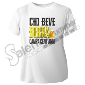 T-Shirt Uomo Birra Bianco Stampa Digitale DTF Maglietta Spiritosa Eventi Regalo Cotone Salento Summer Design Ruffano