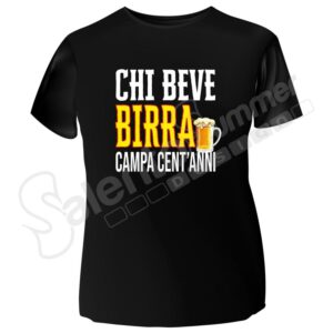 T-Shirt Uomo Birra Nero Stampa Digitale DTF Maglietta Spiritosa Eventi Regalo Cotone Salento Summer Design Ruffano