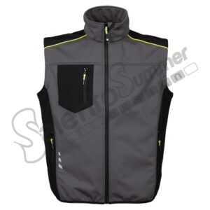 Gilet Pinzolo Grigio SoftShell Impermeabile Traspirante Imbottito Cerniere YKK Multitasca Abbigliamento Tessuto 4stretch Lavoro Work Antinfortunistica Salento Summer Design Ruffano